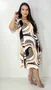 Vestido Feminino Manga Curta Estampado Abstrato