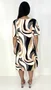 Vestido Feminino Manga Curta Estampado Abstrato