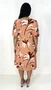 Vestido Feminino Manga Curta Estampado em Tons de Marrom